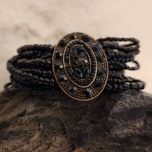 NWOT Black Beaded Rhinestone Bracelet